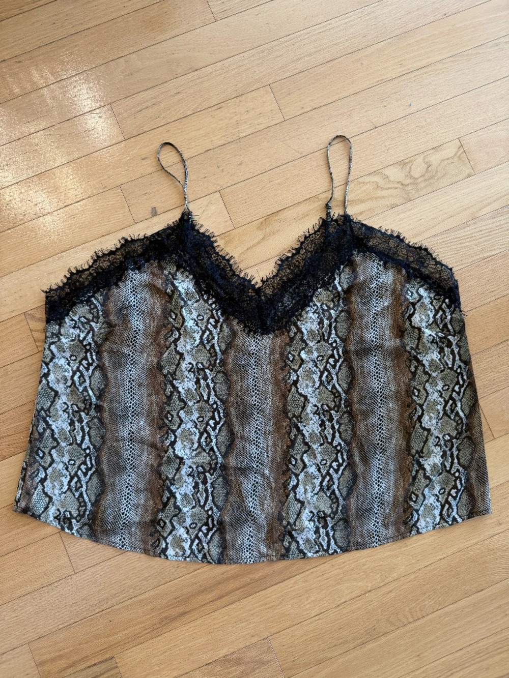 Leith Women's Camisole Top Snake Print with Lace Trim Size 3X